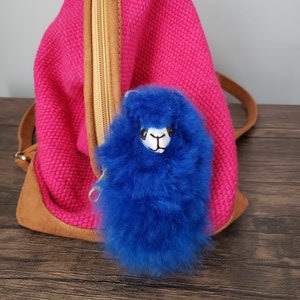 Fluffy Baby Alpaca Keychain - Blue