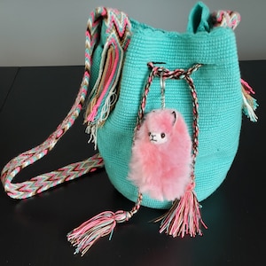Fluffy Baby Alpaca Keychain - Pink