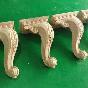 Carved Cabriole Legs, Set 4pc, for the cupboard, baroque Style, wooden legs, furniture leg