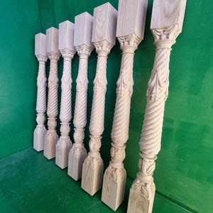 Wooden baluster for the stairs or balustrade 1pc, carved banister of wood, stair balusters, Custom size wood balusters for stairs