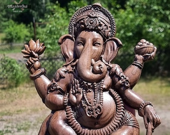 Lord Ganesh Wood Carving , Lord Ganesh Ashwood Panel, Wood carving, Hindu art