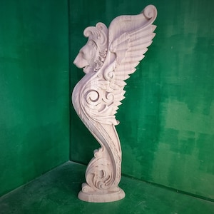 Griffin carved wood Lion