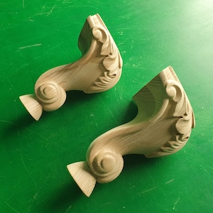 Pair of Short Carved Legs, Set 2pc, classic style legs
