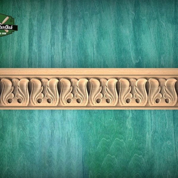 Moldura con patrón de remolino refinado - Artesanía artesanal, 101 cm, detalle de volutas atemporales, 1 pieza, sin pintar, talla baguette.