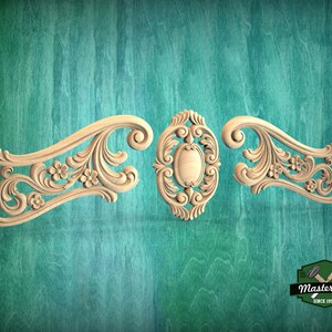 Rococo-style Carved Wood Onlay for Elegant Furniture and Fireplace ...