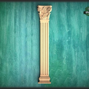 Corinthische pilaster klassieke fluit ionisch, gesneden houten sierstijlen, 1 st, ongeschilderd