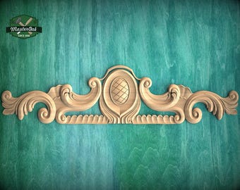 Classic Carved Onlay - Renaissance Decor Element, 1pc, Home Wall Embellishments, Furniture Carving, Wood Onlay