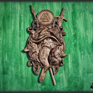 Odin Scandinavian God,  Odin the Allfather, Celtic wood carving, Viking carving