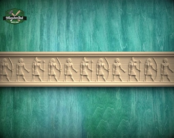 Friso egipcio, borde con figuras antiguas, moldura en relieve de faraón, decoración de pared