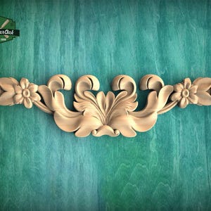Floral and Pinecone Scroll Applique – Decorative Crest for Furniture