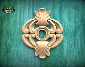 Classic Scroll Rosette Wood Ornament for Ceiling and Furniture