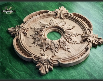Round Architectural Applique Rosette Onlay Detailed Acanthus Ornamentation
