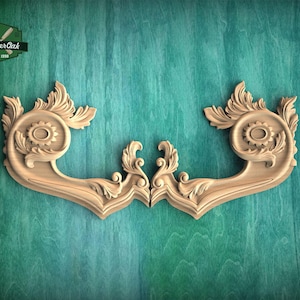 Baroque style wood scroll – ornamental floral carving for interior decor