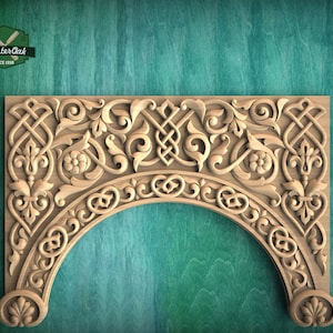 Elegant Wooden Arch Onlay – Durable, Rustic and Scandinavian Style Compatible, Unpainted, 1pc, Furniture Carving, Ornamental Woodwork