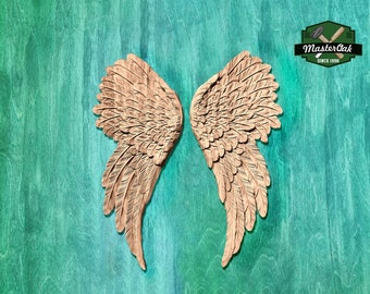 Angelic Wooden Feather Wings Wall Art, 1 pair, decorative wood trim, distressed angel wings