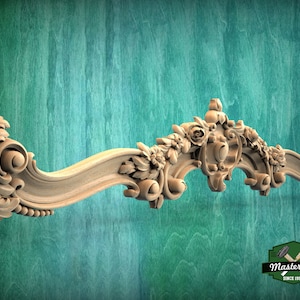 Le Roi Soleil Cornice - French Baroque Classicism Elegance, 1 pc, Unpainted, Baroque Pelmet, Classic carved curtain rod of wood