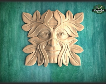 Green man Wall Plaque, Wooden Green Man, Green Man of wood, Wood Green Man, Oak Green Man Plaque, Green Man carved