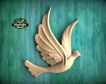 Right Facing Dove Wooden Wall Decor, Unfinished Carved Bird, Wedding Dove, Symbol of Peace and Innocence,Pigeon,Holy Spirit Dove Church