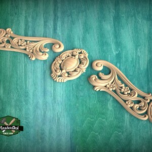 Rococo-style Carved Wood Onlay for Elegant Furniture and Fireplace ...