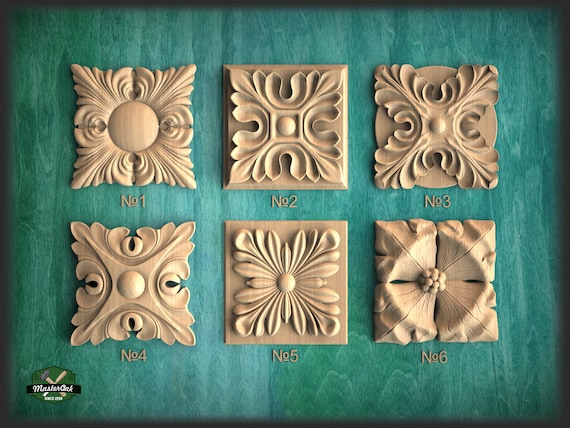 1 Piece Wood Carving Rosette Applique Shabby Chic Wood -  Portugal