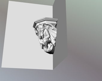 Custom order. Corner Devil  Gargoyle of wood 300mm height, Multi-toned wood