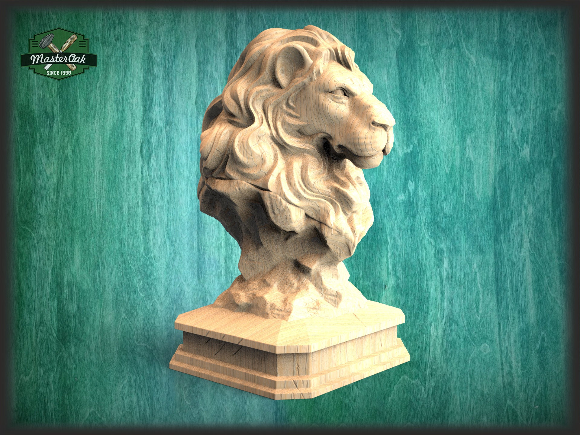Lion Wooden Statue Lion Statue for Staircase Newel Post Lion Etsy
