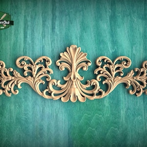 Baroque Style Wood Applique – Large Decorative Panel with Scrolls and Acanthus Leaves