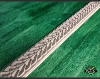 Neoclassical Moulding For Cornices And Friezes, 40" Carved wooden Baguette, Carved timber unfinished wood trim moulding corner piece