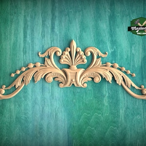 Classic Fleur-de-Lis and Palmette style Wooden Onlay for Elegant Home Decor, Combining styles
