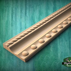 Elegant Beaded and Twisted Rope Wood Moulding – Versatile Accent,  40&quot; , 1 pc, Unpainted, Decorative Moulding Trim, Furniture Moulding