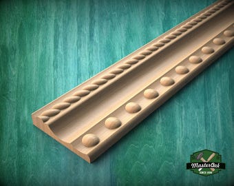 Elegant Beaded and Twisted Rope Wood Moulding – Versatile Accent,  40" , 1 pc, Unpainted, Decorative Moulding Trim, Furniture Moulding
