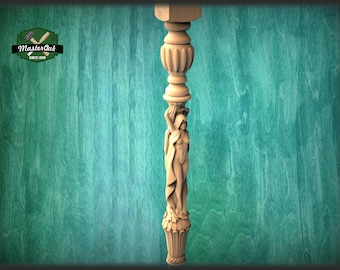 Baluster with women, Wood column with girls, Women stair balusters, Custom size wood balusters for stairs