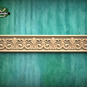French Style Carved Wooden Moulding – Classic Decorative Border,  40&quot; , 1 pc, Unpainted, Decorative Moulding Trim, Furniture Moulding