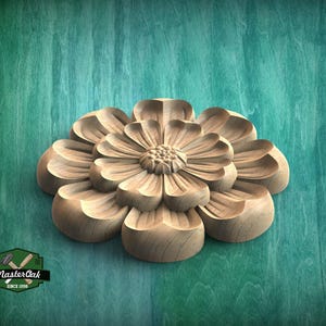 Ornate Wooden Carved Rosette, 1 piece, Unpainted, Home Wall Embellishments, round wooden trims, wood wall art decor image 4