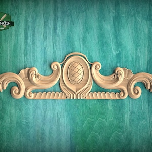 Classic Carved Onlay - Renaissance Decor Element, 1pc, Home Wall Embellishments, Furniture Carving, Wood Onlay