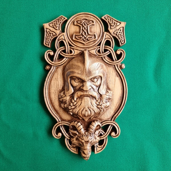 Thor statue, Pagan altar, Norse mythology, Celtic wood carving, Viking decor Wood sculpture