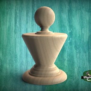 Conical Wooden Carved Post Finials with round base, Staircase Newel Post Cap, Bed finials