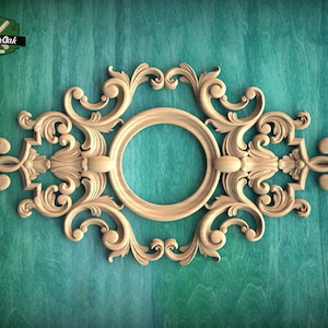 Ornate Carved Wood Medallion For Cabinets, Ceiling decor, 1pc, Chandelier decor, Home Wall Embellishments, wood onlays, wood wall art decor