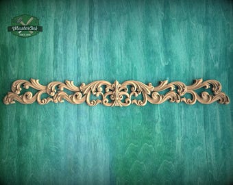 Traditional Acanthus Scroll Wood Onlay, Sophisticated Furniture Applique, Eco-Friendly Decor, 1pc, Unfinished, Home Wall Embellishments