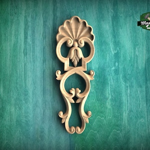 Classic Shell and Scroll Wooden Applique, Furniture Carving, Wood Onlay, 1pc, Unpainted