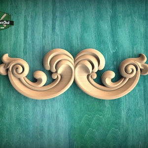 Large Floral Wood Applique – Ornate Carved Decoration for Furniture