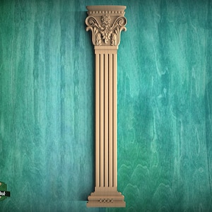 Classic pilaster of wood, Antique style decorative wooden pilaster, column classic flute ionic, Carved Wood Trim Post Pillars