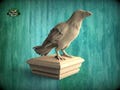 Raven Wooden Finial for Staircase Newel Post #1, Crow finial bed post, Corbie statue of wood, Decorative Newel Post Cap Bird Face