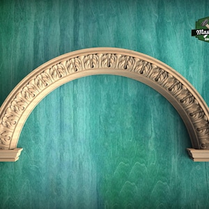 Arco entalhado com elegância floral, 1 peça, sem pintura, decoração de parede, entalhe em madeira para móveis.