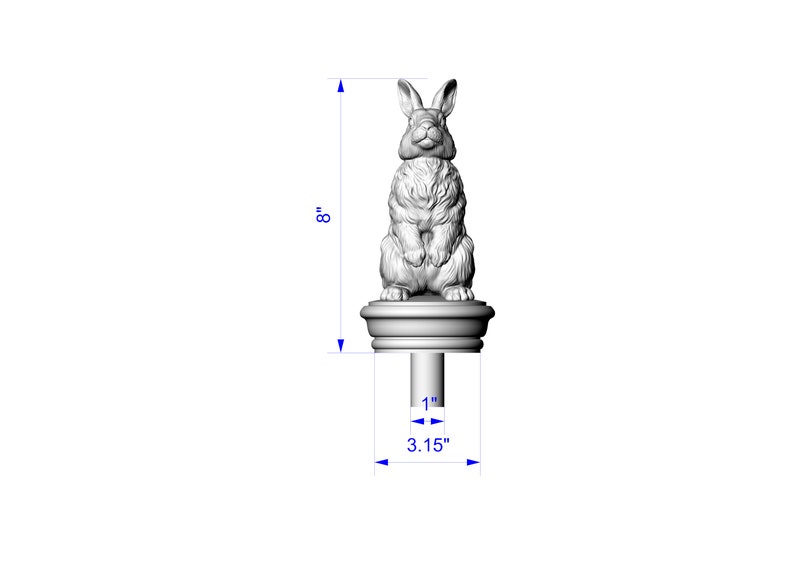 Custom Rabbit Wooden Finial With Round Base and Dowel for Staircase ...