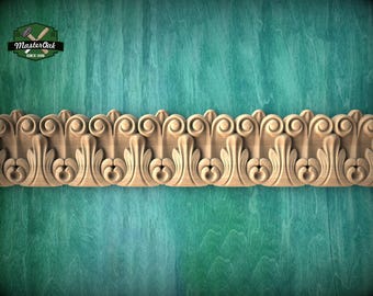 Renaissance Scroll and Acanthus Molding - Artisanal Architectural Trim, 40" Timeless Scrollwork Detail, 1 pc, Unpainted, Carved Baguette