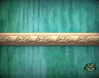 Handcrafted wooden architectural molding 40" from wood, Wooden floral moulding trim, Ornate molding panel from wood, Carved wooden Baguette