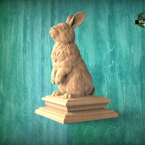 Rabbit Version #2 Wooden Finial for Staircase Newel Post, Rabbit Finial ...