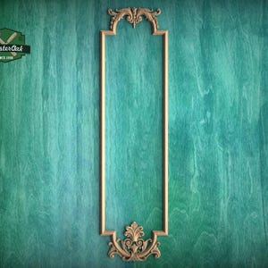 Regal Framework - Intarsio intagliato ornato per l'eleganza dei mobili, applique verticale intagliata in legno, 1 pezzo, non rifinito, intaglio di mobili