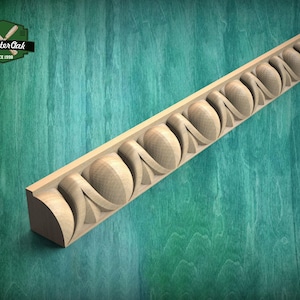 Moulure élégante en bois sculpté « Oeuf et Dard » - Moulure baguette sculptée d'inspiration vintage pour intérieurs luxueux, moulure classique en bois de 40 pouces pour armoires.